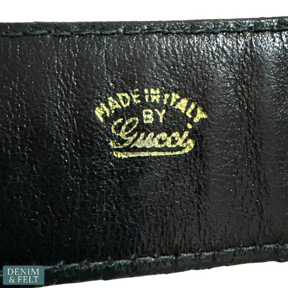 Gucci Black Leather Belt Gold GG Oval Buckle Women’s 31” Authentic Vintage main image 7